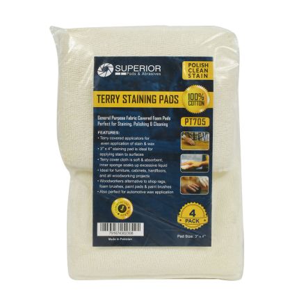 Air Locker PT705 3 Inch x 4 Inch Terry Staining Pads -100% Cotton (Pack of 4)
