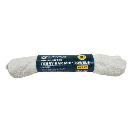 Air Locker PT727 14 Inch x 17 Inch White Terry Mop Towel - 100% Cotton - 3/Pack