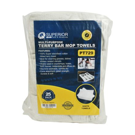 Air Locker PT729 14 Inch x 17 Inch White Terry Mop Towel - 100% Cotton - 25/Pack